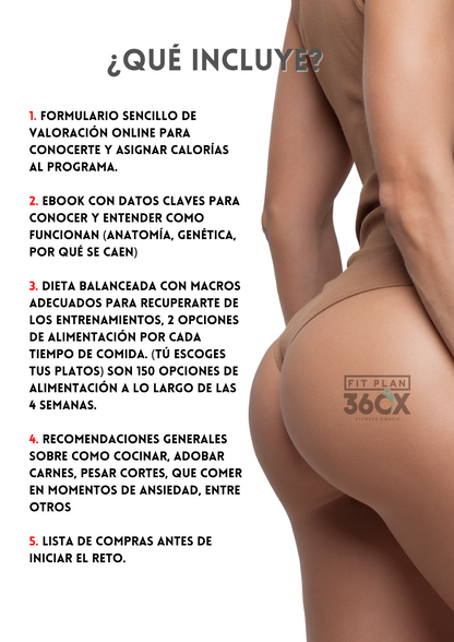 Reto Glúteos de acero - Aumenta masa muscular en piernas y gluteos -  4 semanas