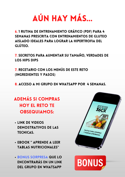 Reto Glúteos de acero - Aumenta masa muscular en piernas y gluteos -  4 semanas